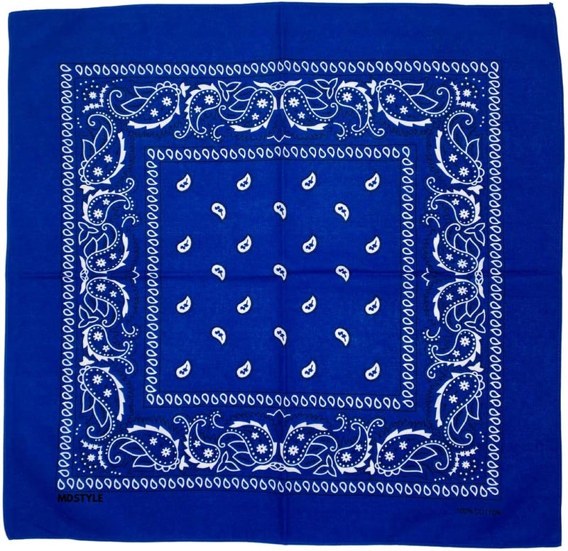 MD Style 100% Cotton Bandana for Men & Women 22" x 22" Paisley Pattern Handkerchief Headband Scarf - Image 3